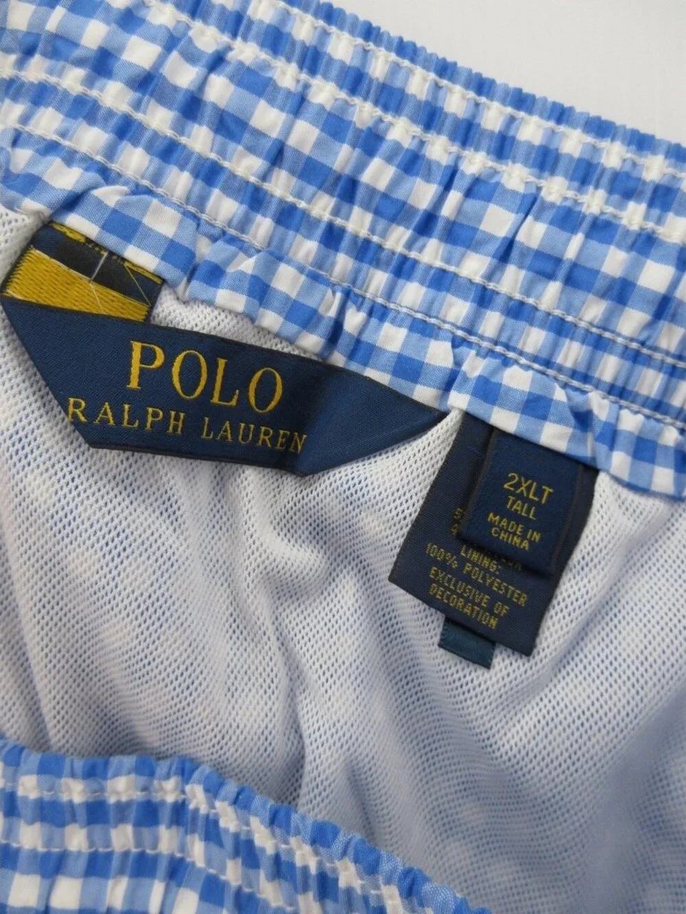 Polo Ralph Lauren Swim Shorts XXL Tall Bathing Suit Gingham Plaid Pony